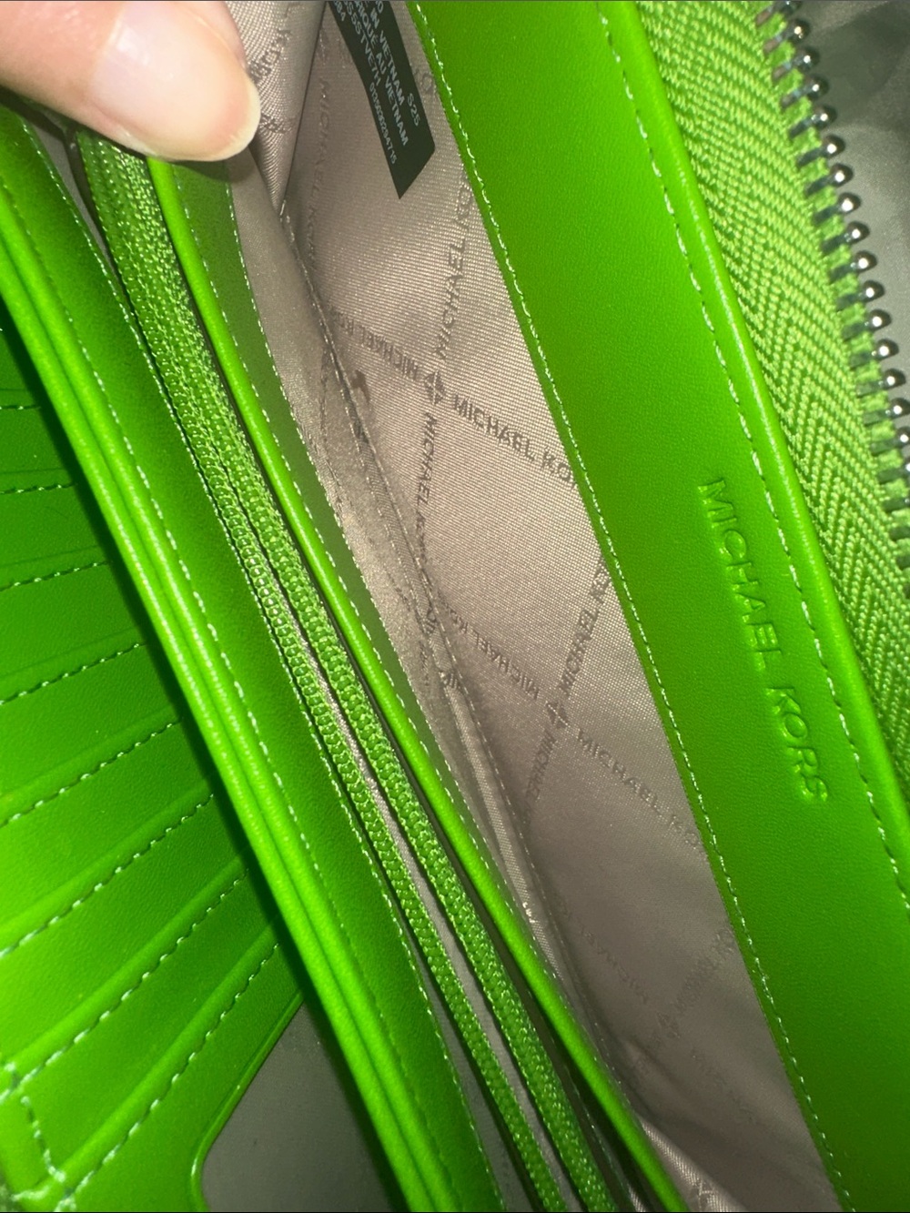 Michael Kors Green and White Zebra Print calf hair Wallet/Wristlet - Picture 10 of 12